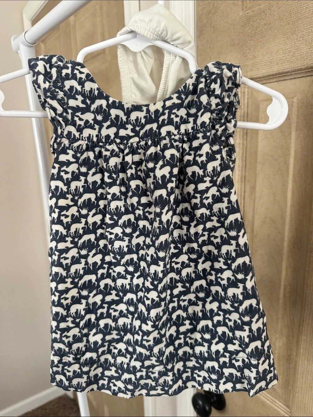 GAP Navy and White Animal-Print Cotton Sundress